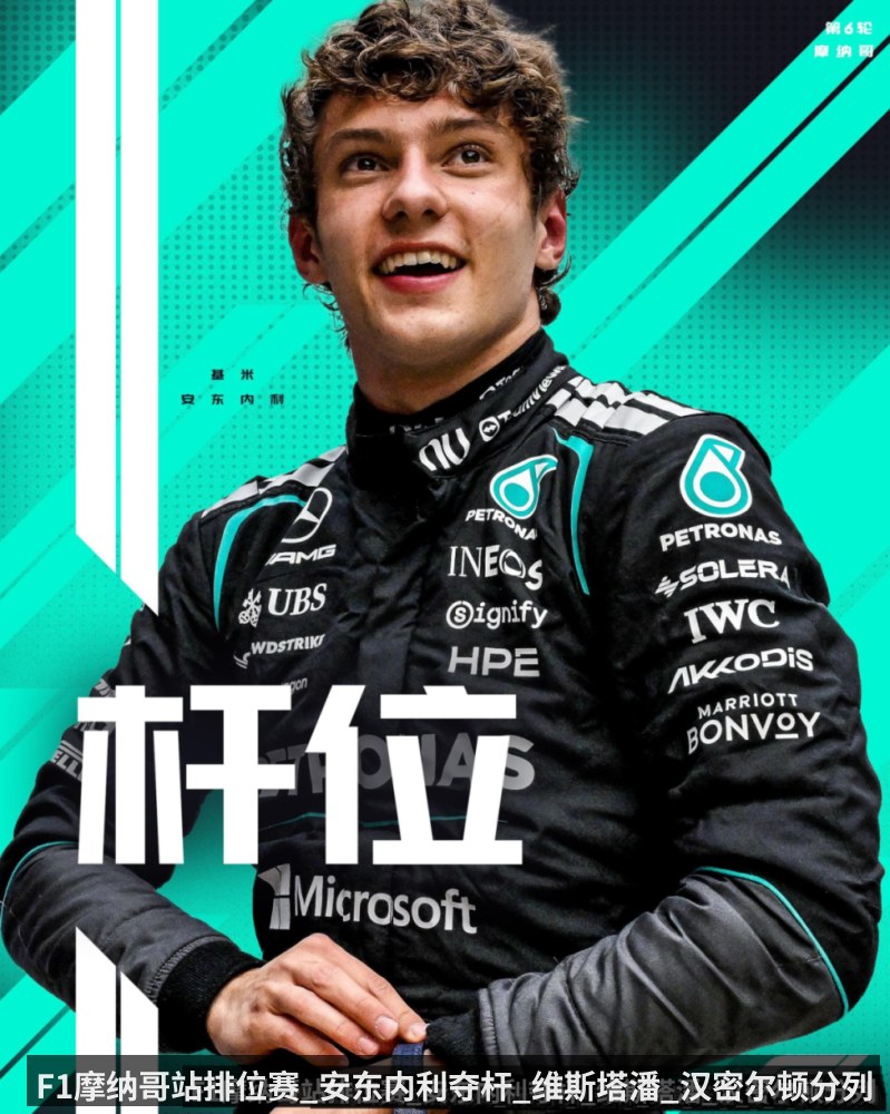 F1摩纳哥站排位赛_安东内利夺杆_维斯塔潘_汉密尔顿分列二三